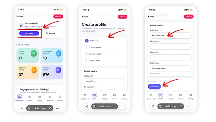 Create profile flow
