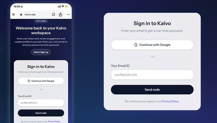 Sign up CTA on homepage